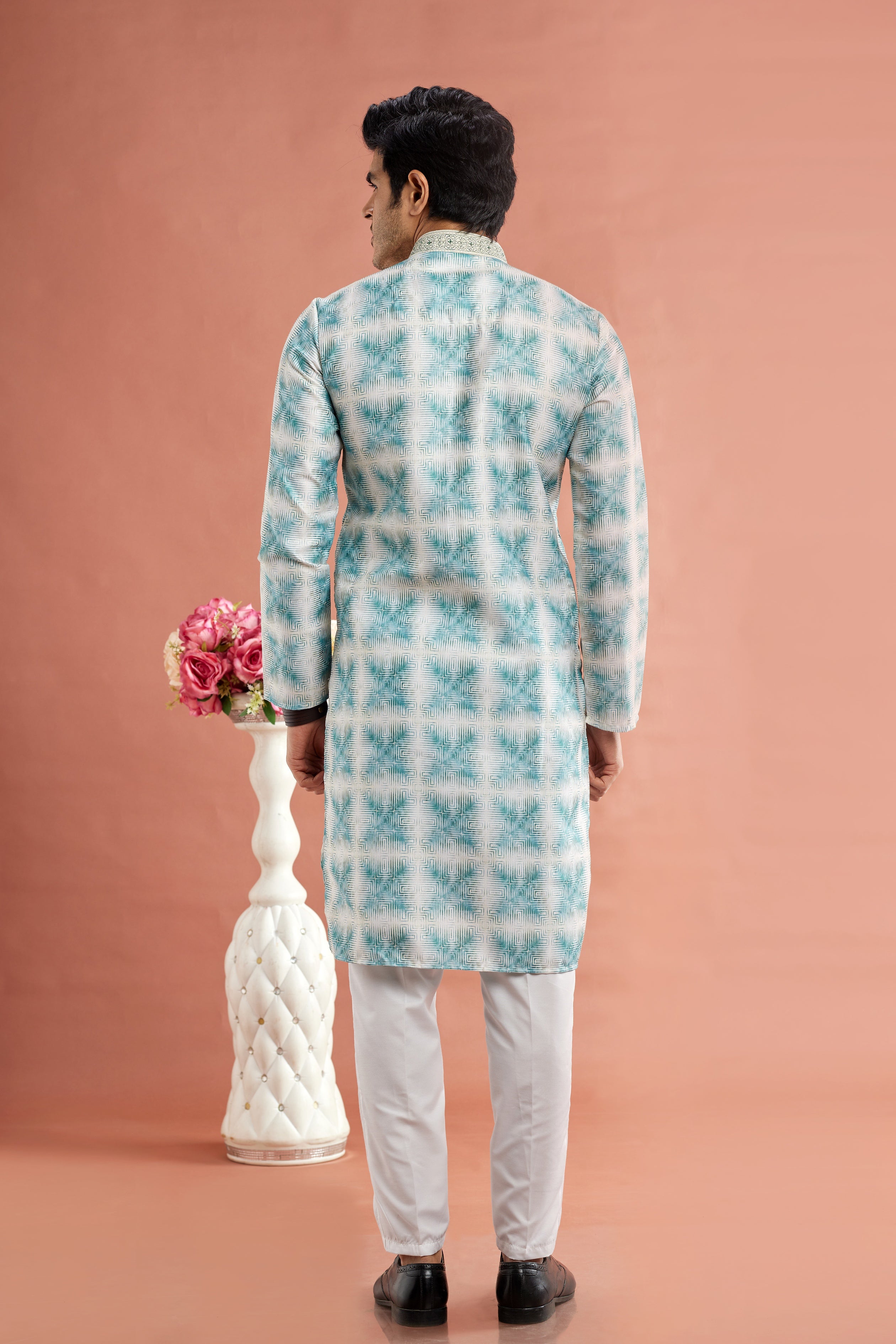 Wedding wear turquoise kurta set

