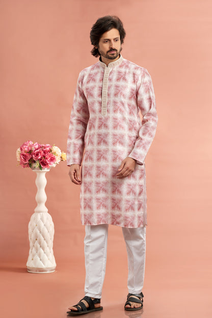 Soft pink digital print kurta

