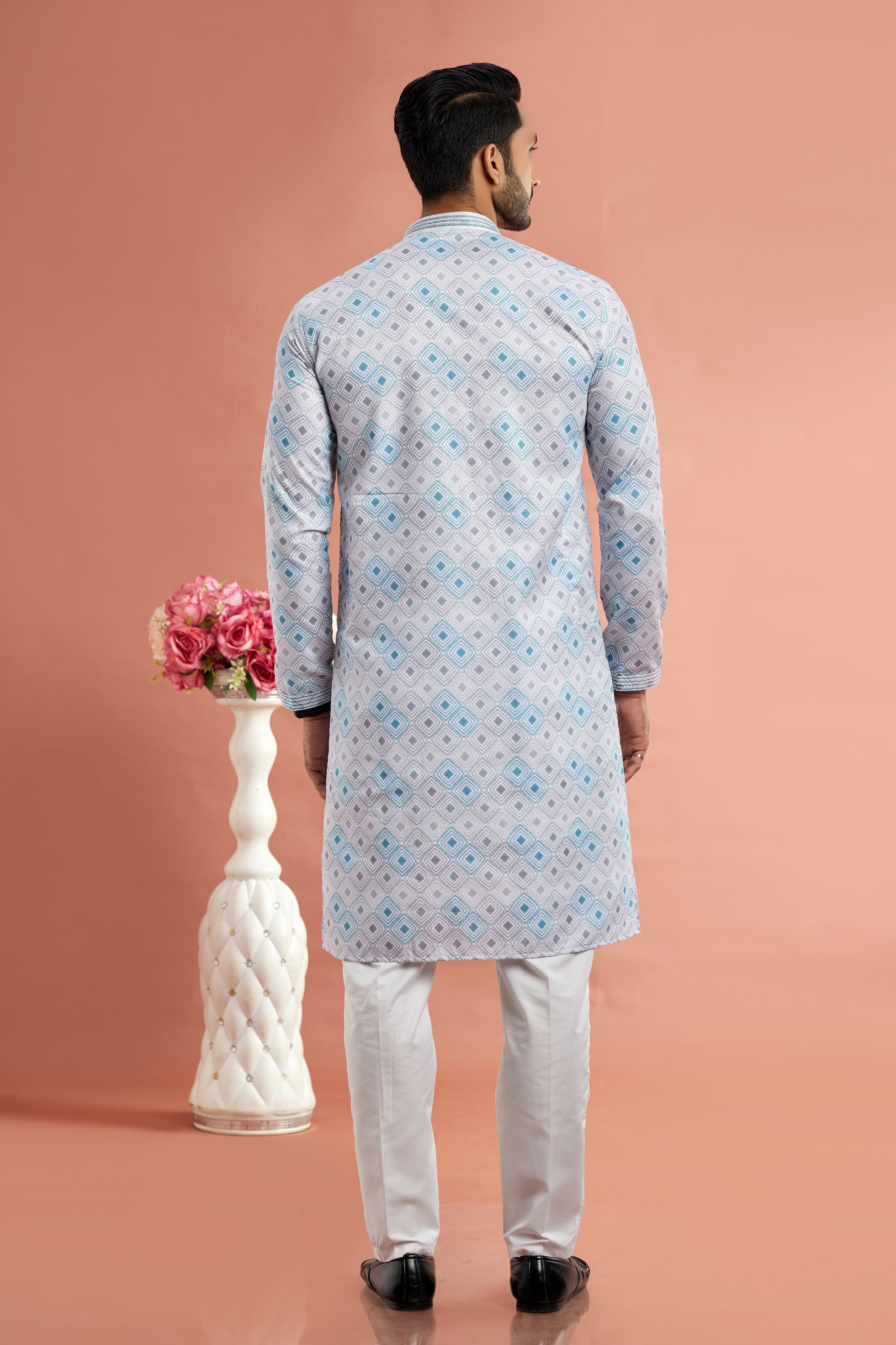 Light blue kurta for festive events

