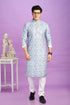 Sky blue semi cotton kurta pajama

