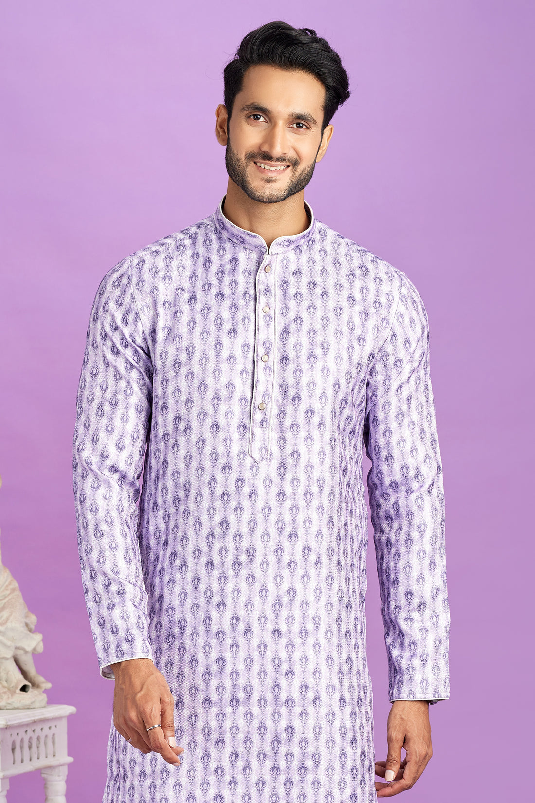Lavender semi cotton kurta pajama for men

