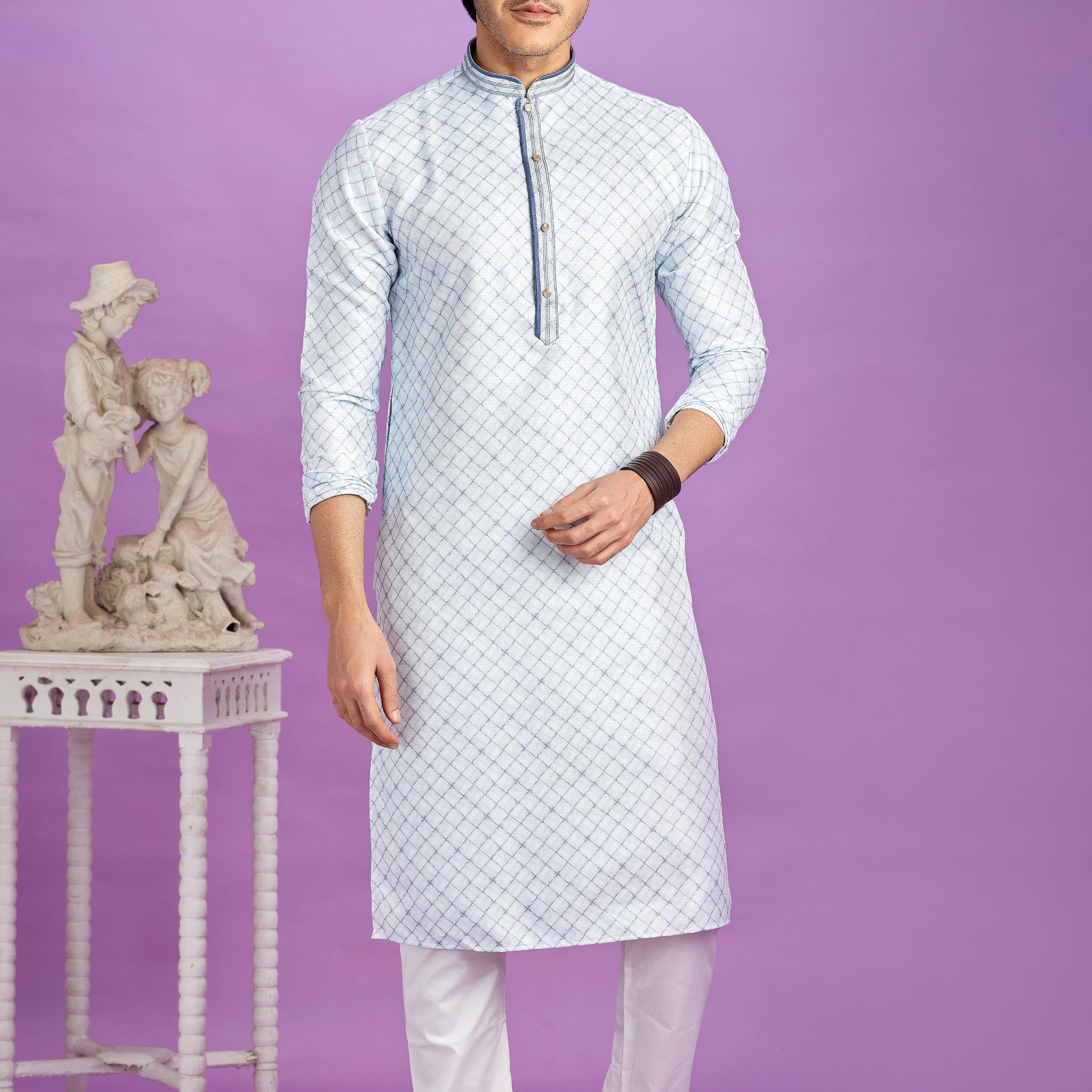 Ice grey kurta pajama for men

