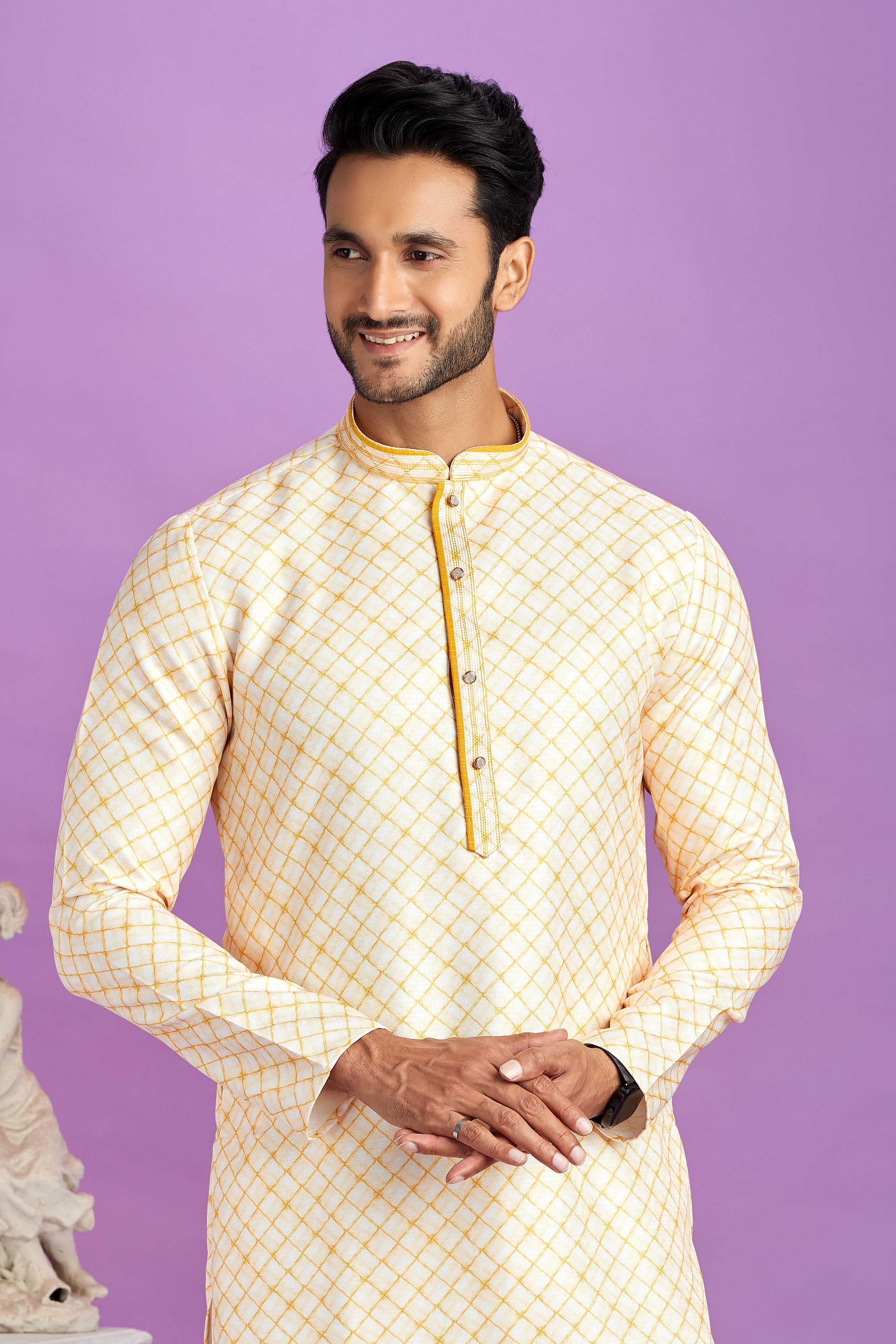Front View of Yellow kurta pajama