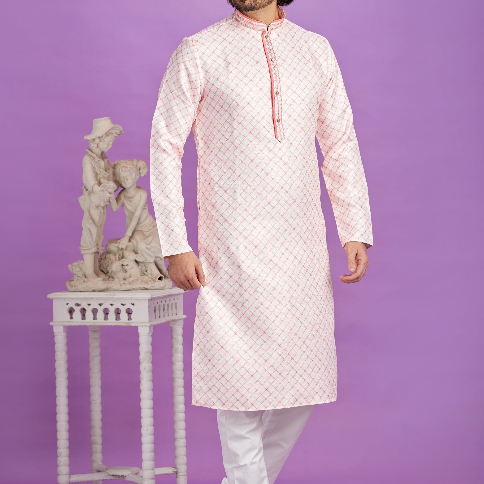 pink printed kurta pajama

