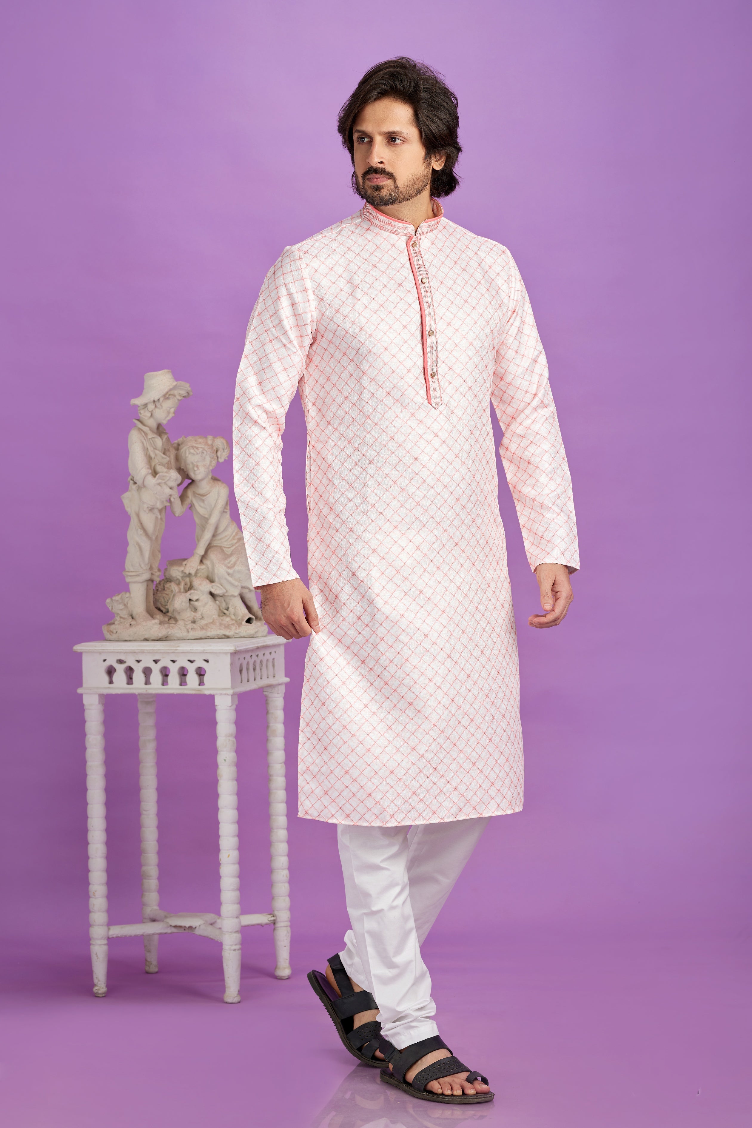 pink printed kurta pajama

