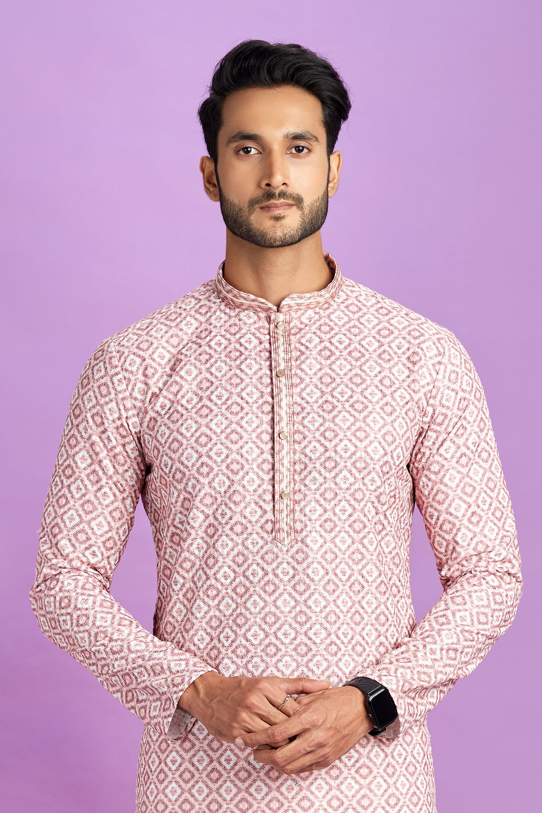 Rust peach kurta pajama for men


