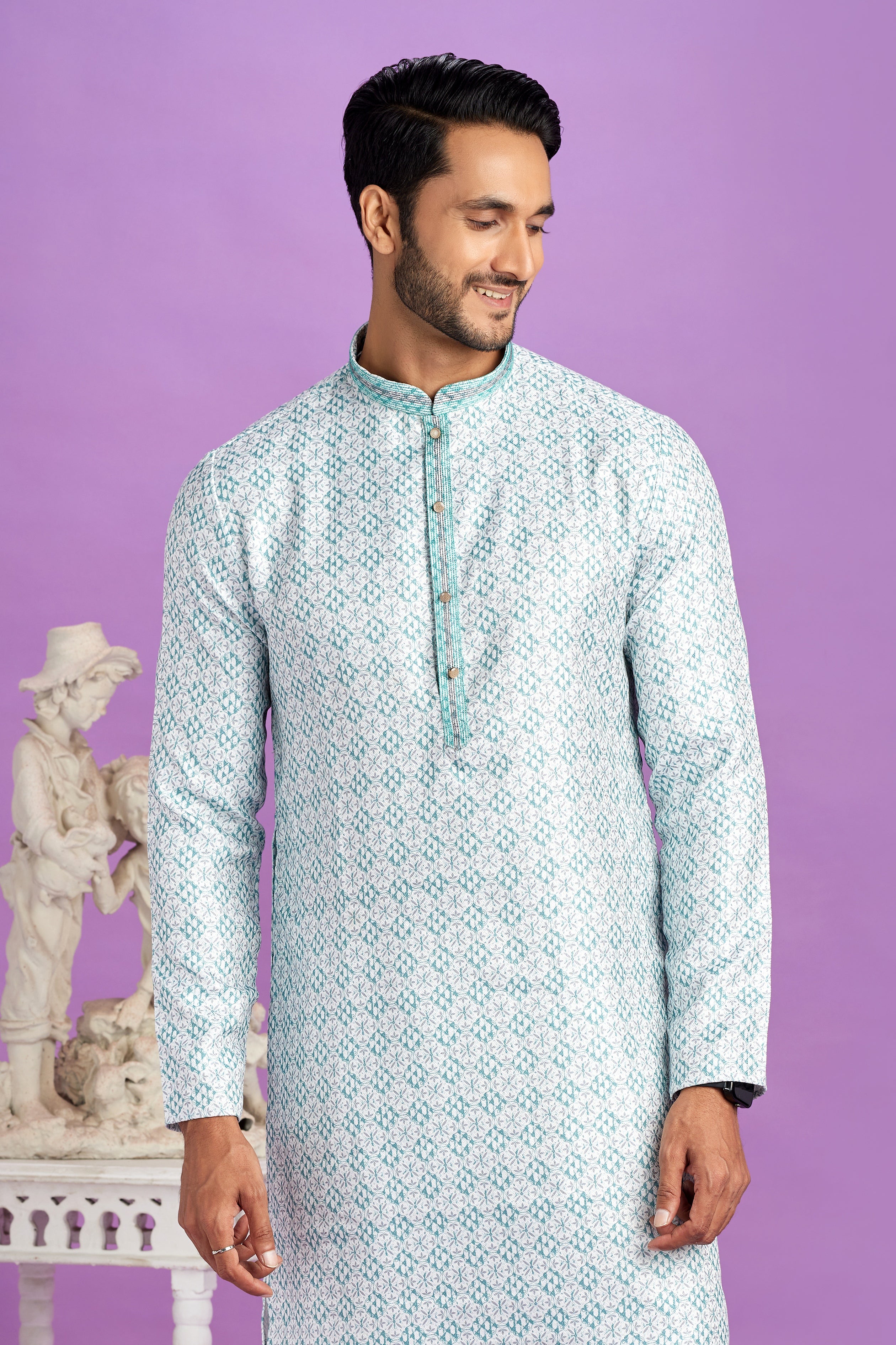 Printed churidar set for men

