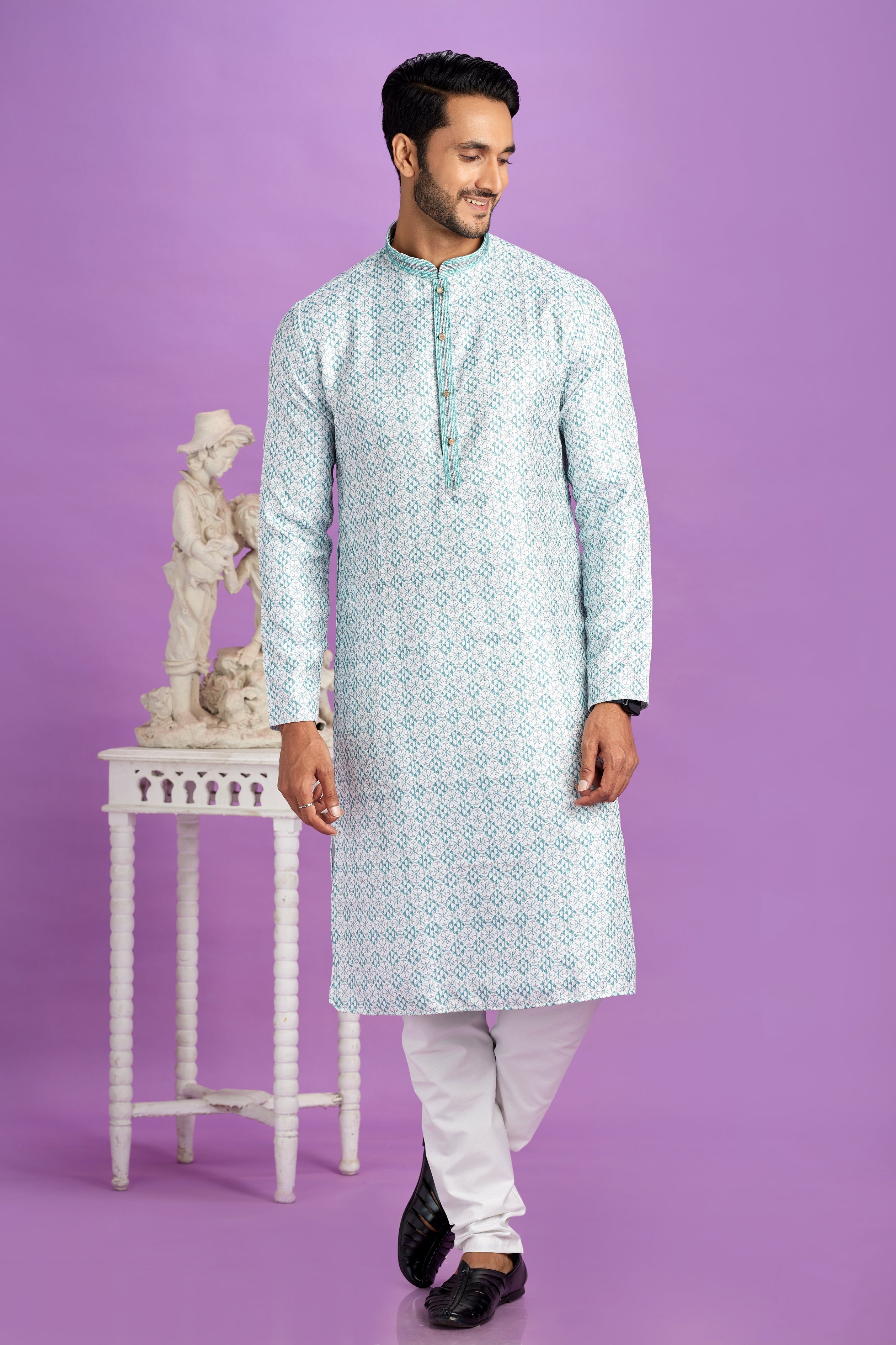 blue color kurta pajama
