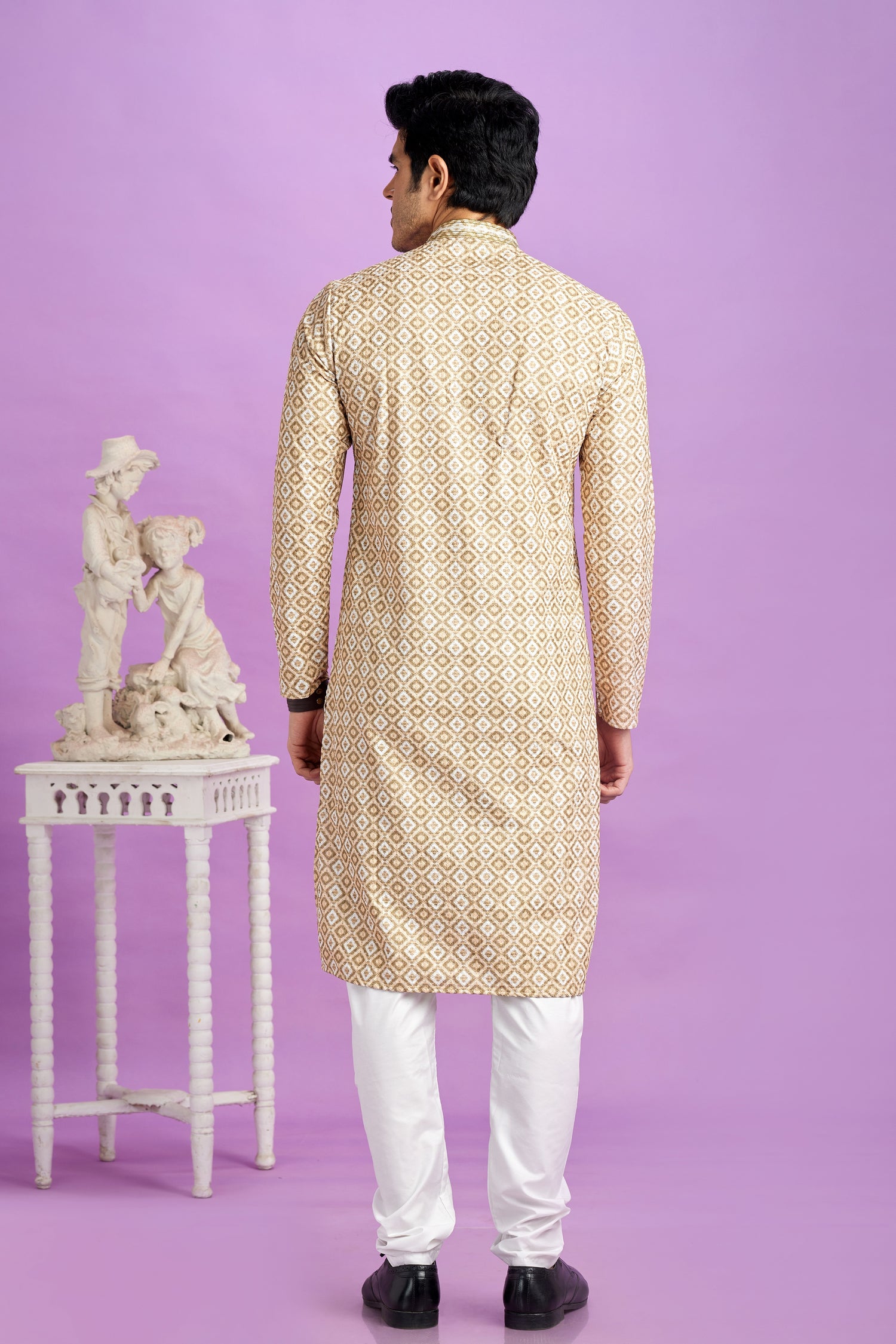Printed brown ethnic kurta set


