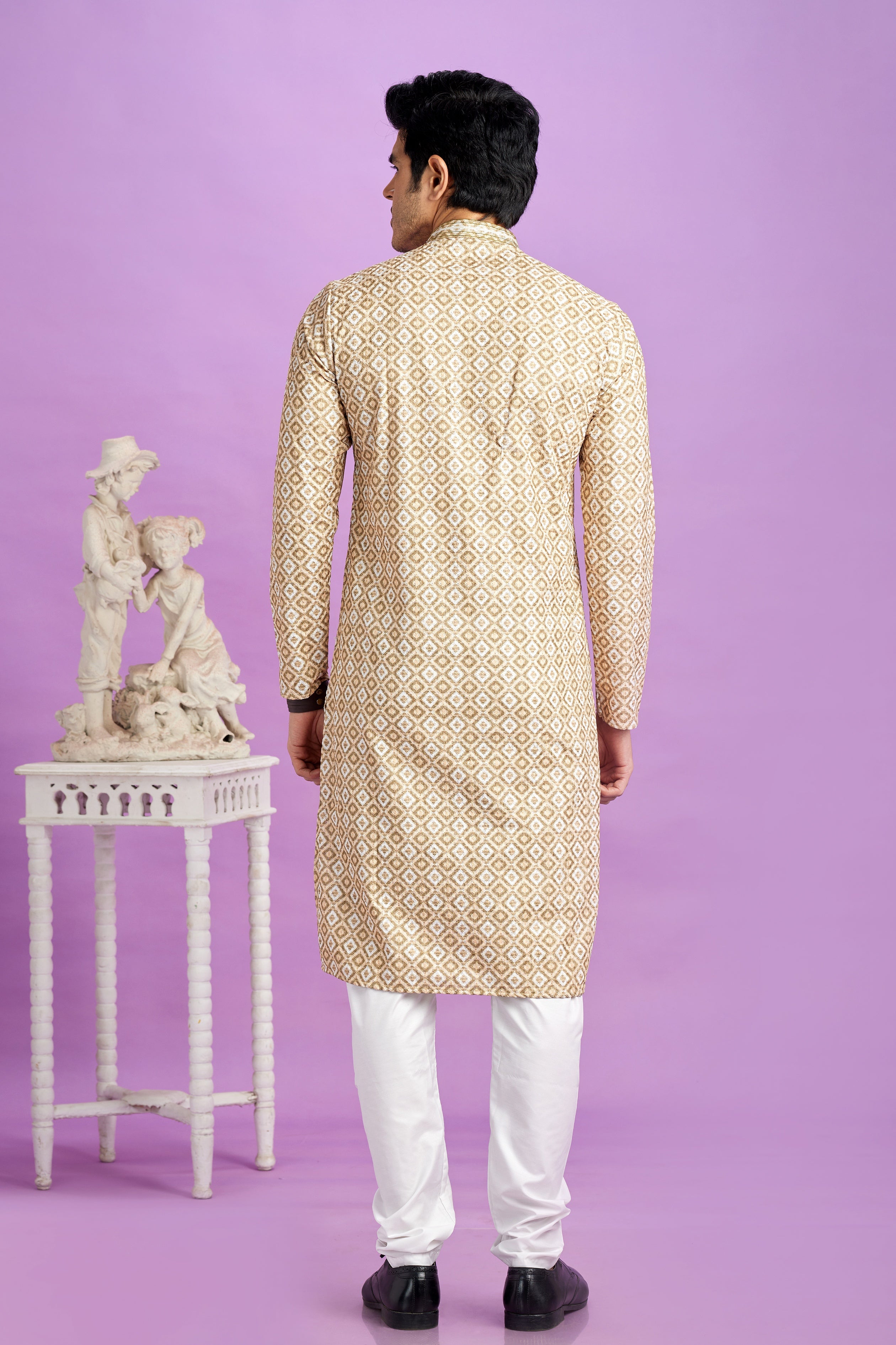 Printed brown ethnic kurta set

