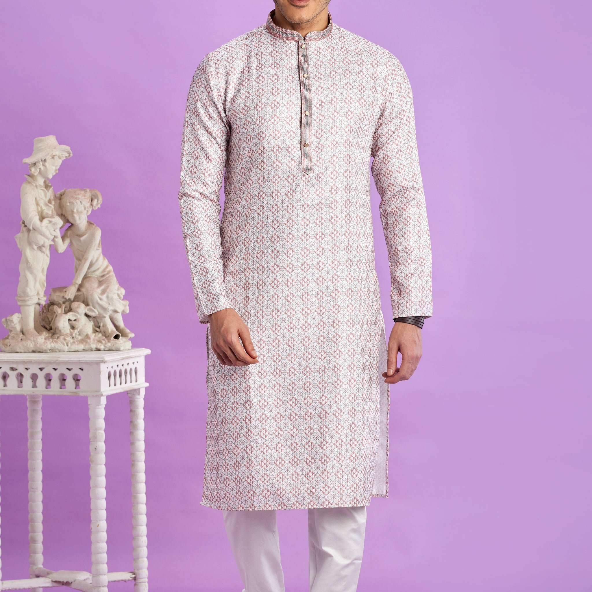 Lilac digital print kurta pajama

