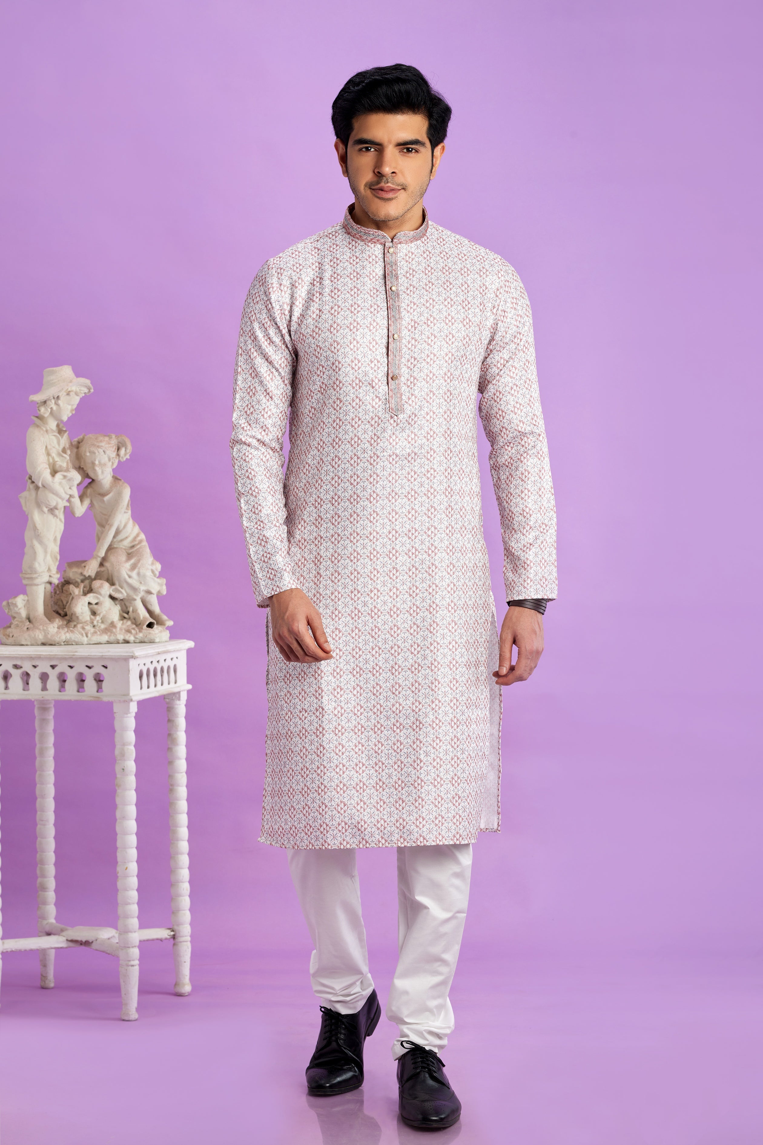 Lilac digital print kurta pajama


