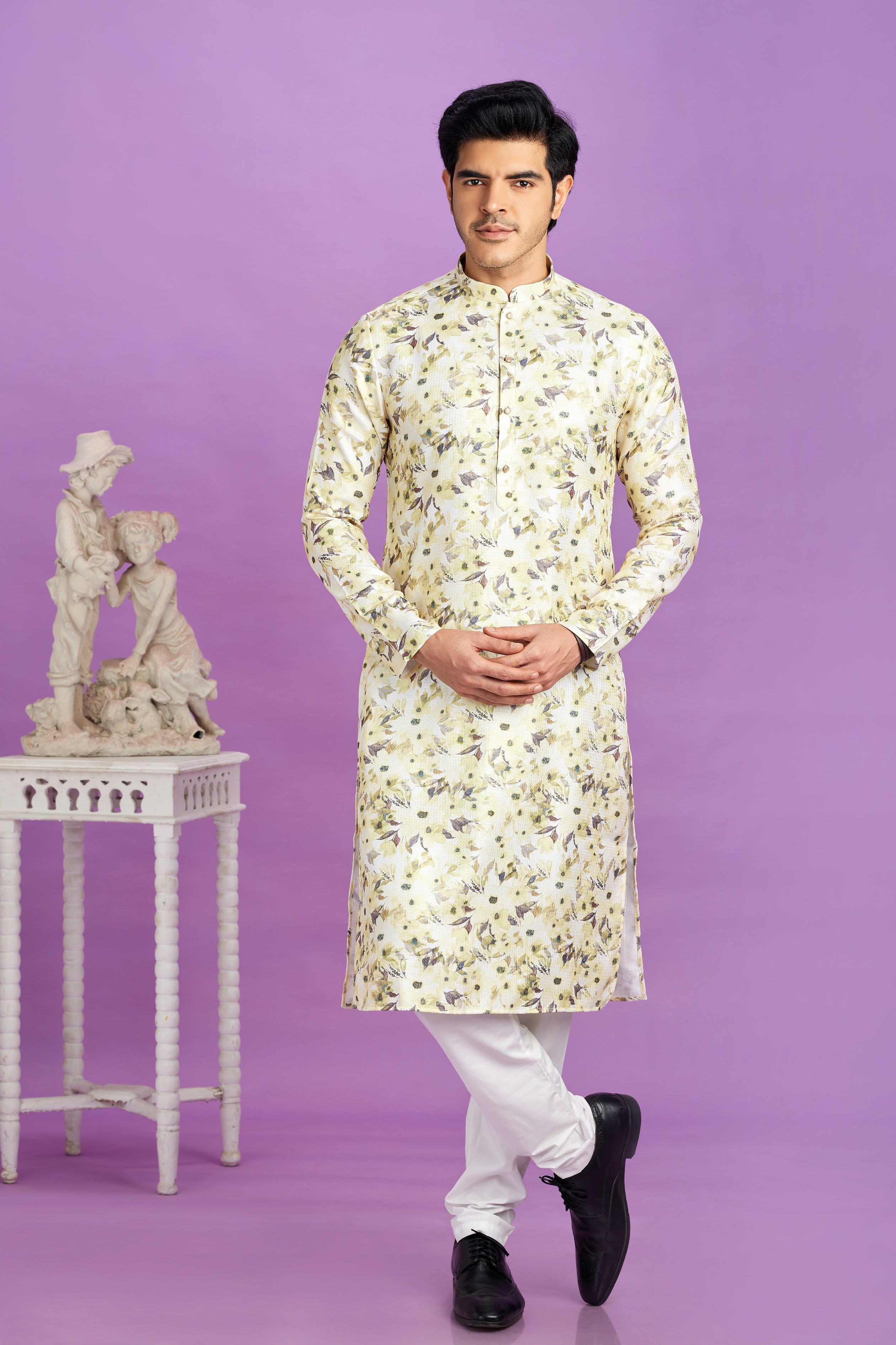 Front view of white kurta pajama