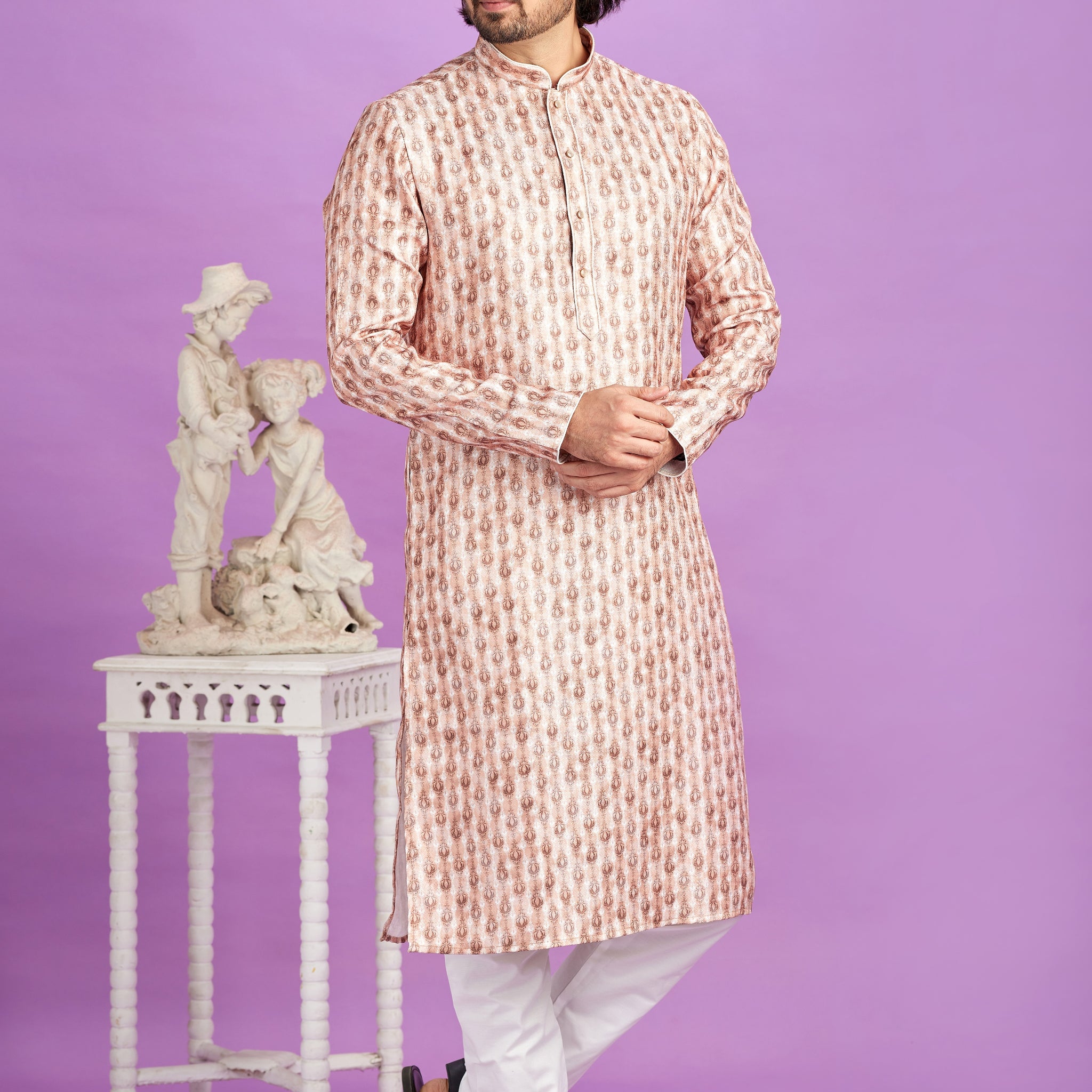 Peach kurta pajama for men

