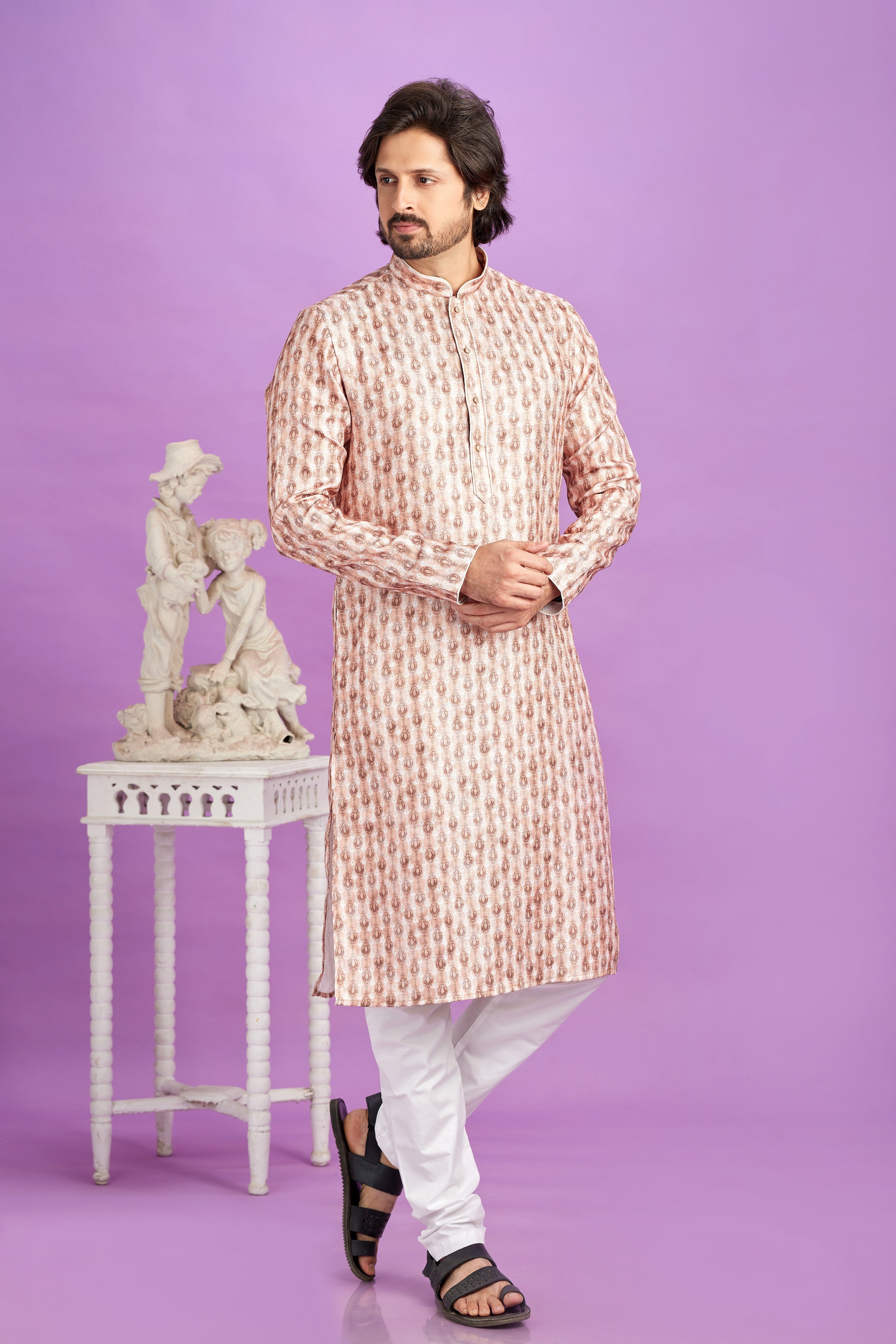 Peach kurta pajama for men

