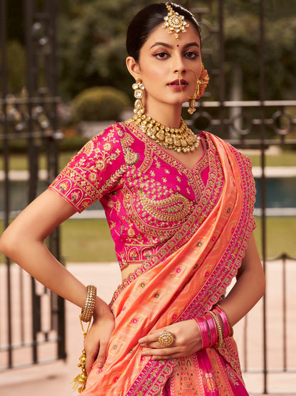 Bridal pink lehenga with cutwork embroidery

