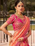 Bridal pink lehenga with cutwork embroidery


