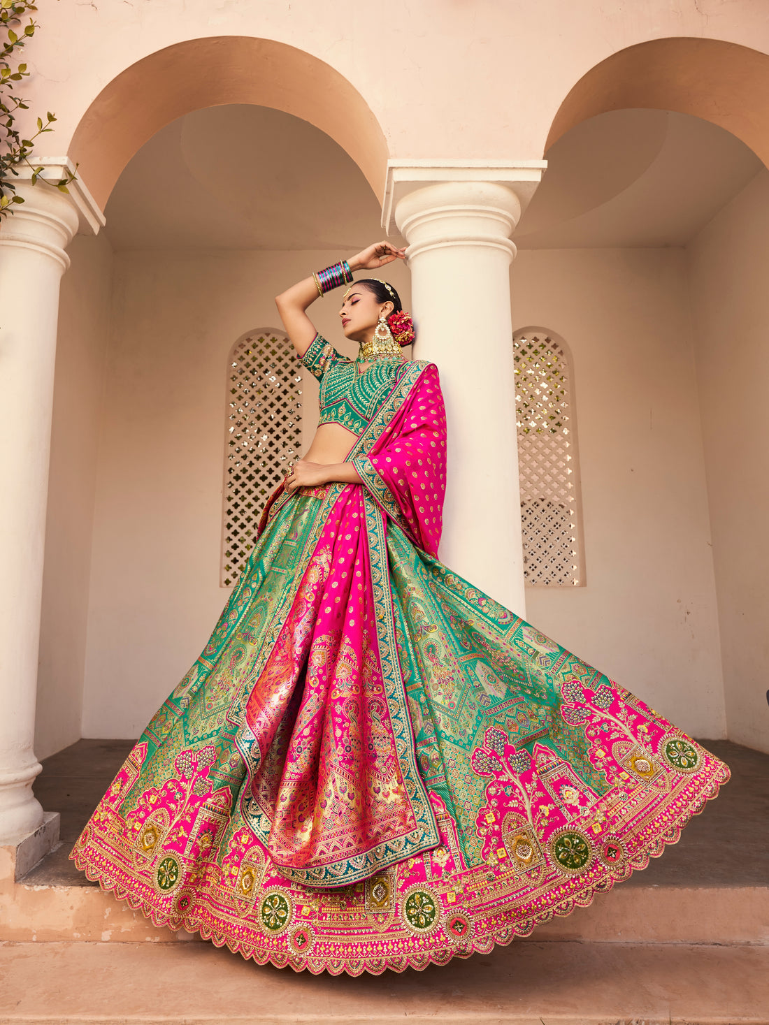 Traditional Banarasi cutwork lehenga

