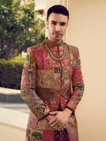 Ethnic multicolor printed kurta jacket set

