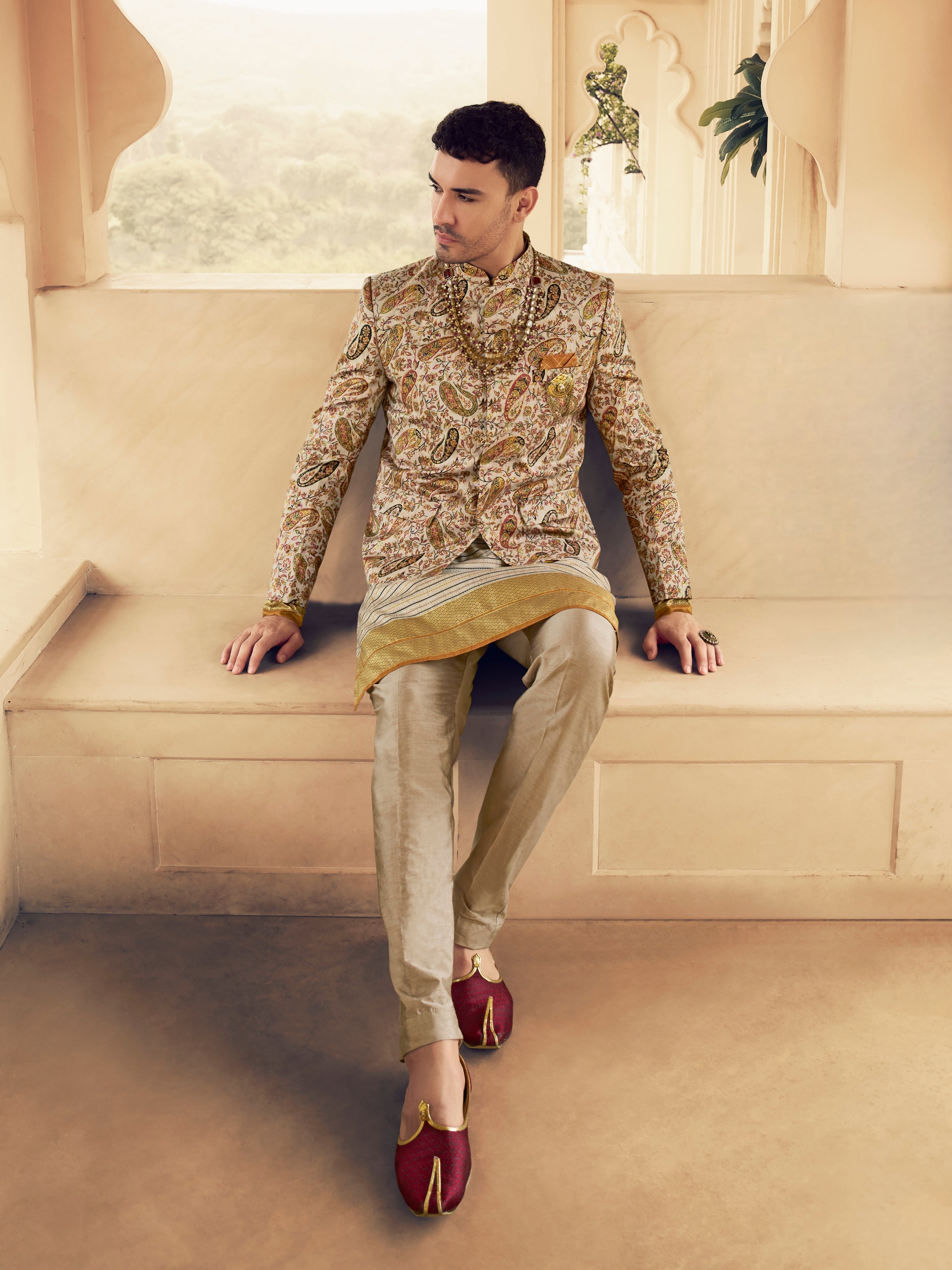 Traditional silk kurta pajama for wedding wear

