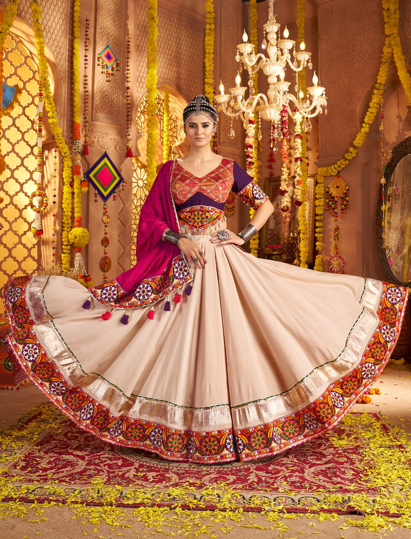Designer beige lehenga choli for Indian wedding and festive wear