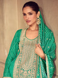 Designer green digital print sharara set


