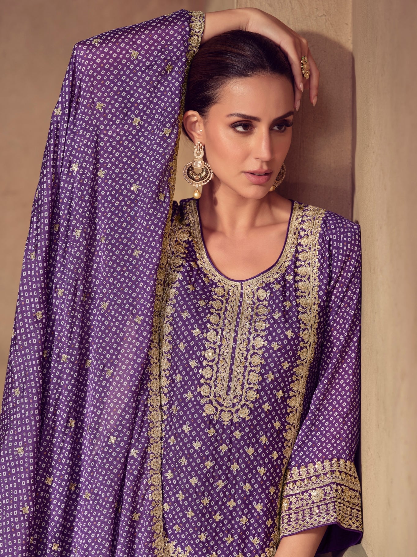 purple embroidered sharara dress for wedding
