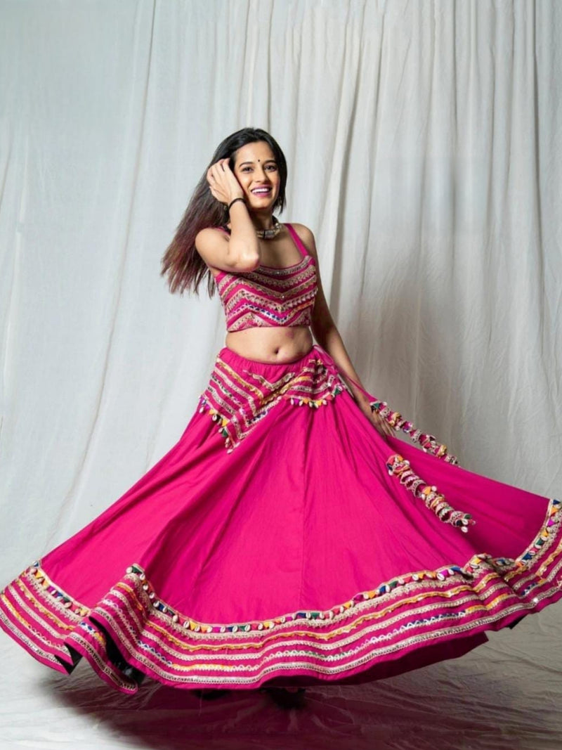Rani Pink Traditional Chaniya Choli for Garba Night
