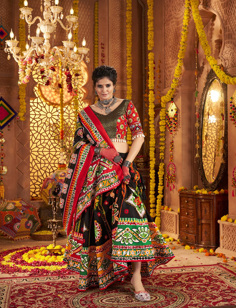 Black Garba lehenga choli set for women

