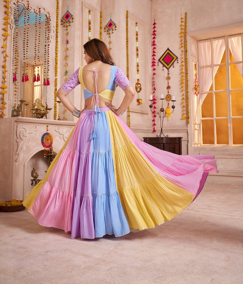 Pastel Multicolor Cotton Navratri Lehenga Choli