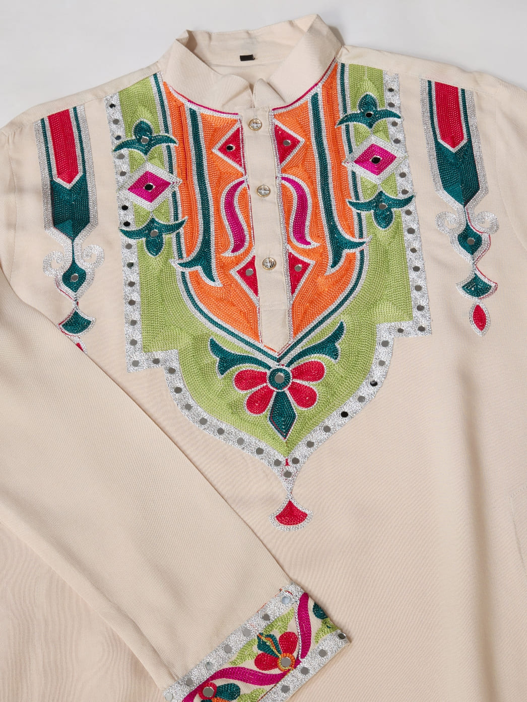 Cream Rajwadi Cotton Kurta for Men