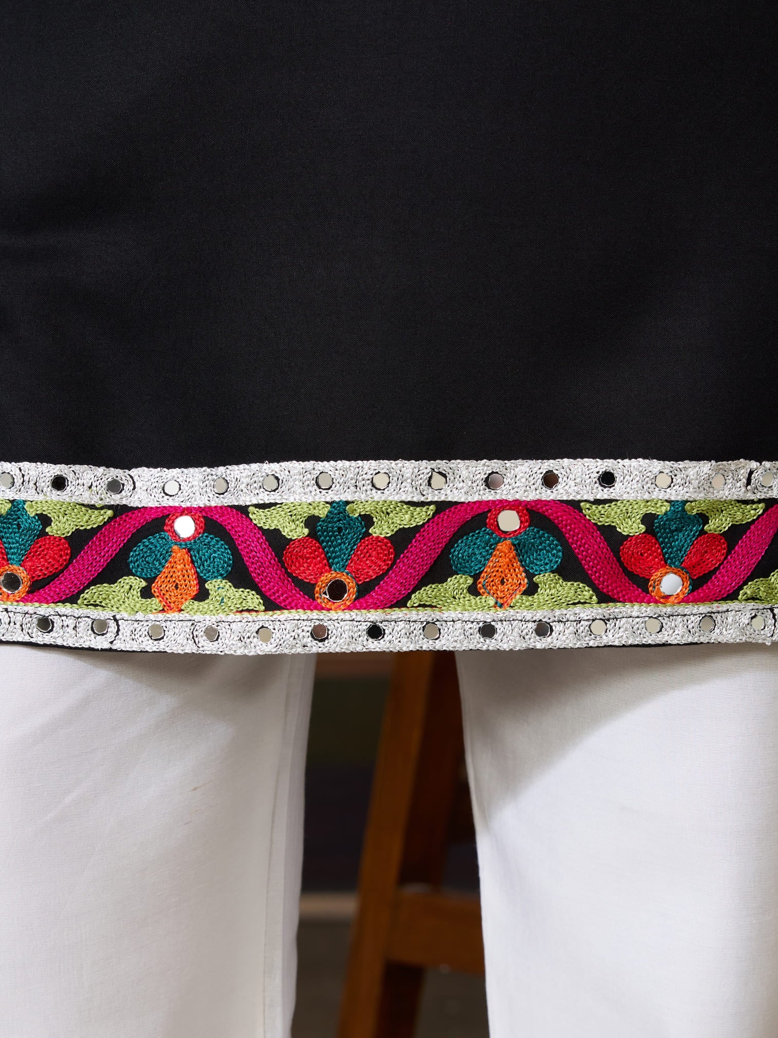 Black Rajwadi Cotton Kurta for Men