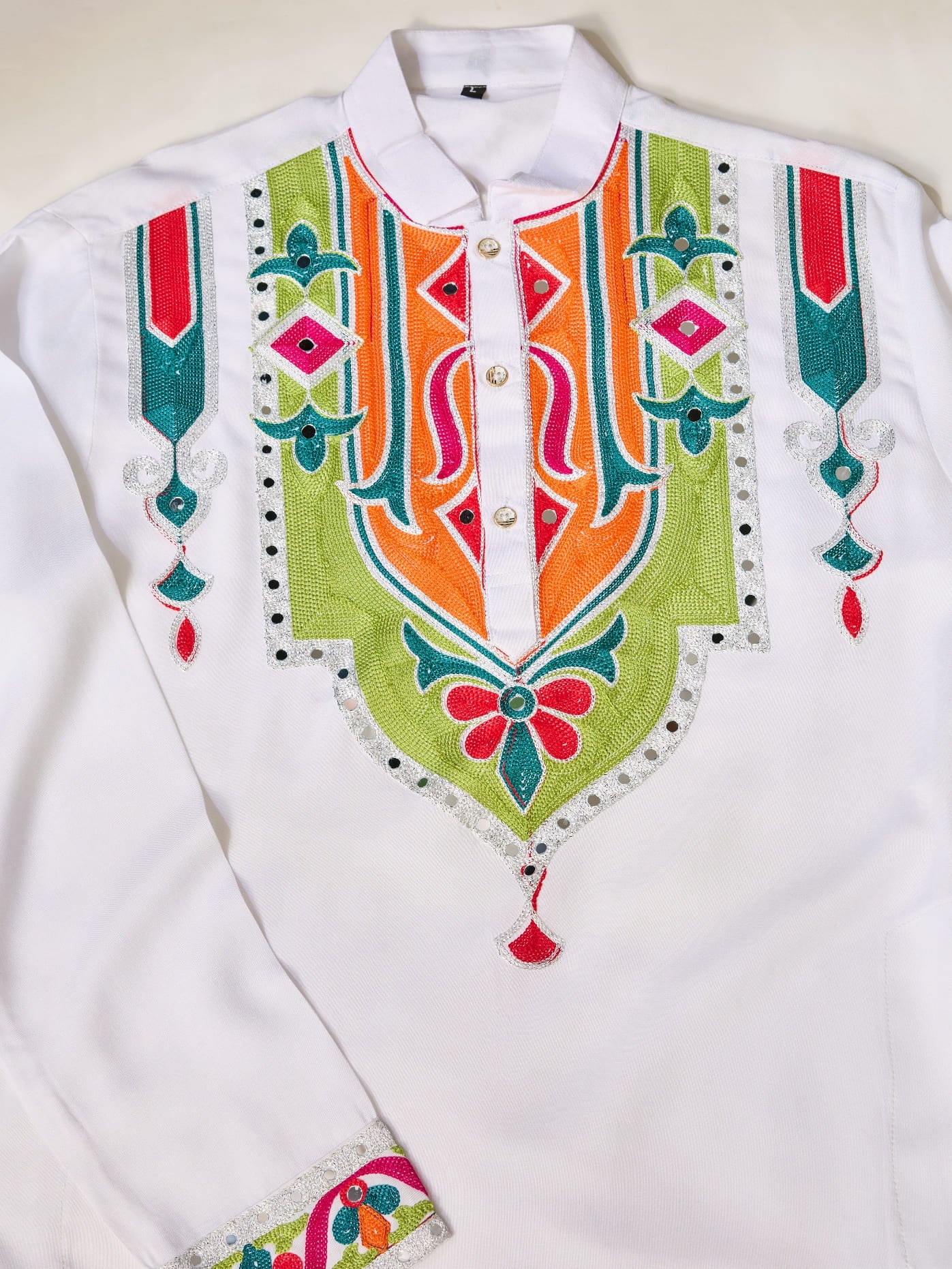 White Cotton Rajwadi Kurta for Men