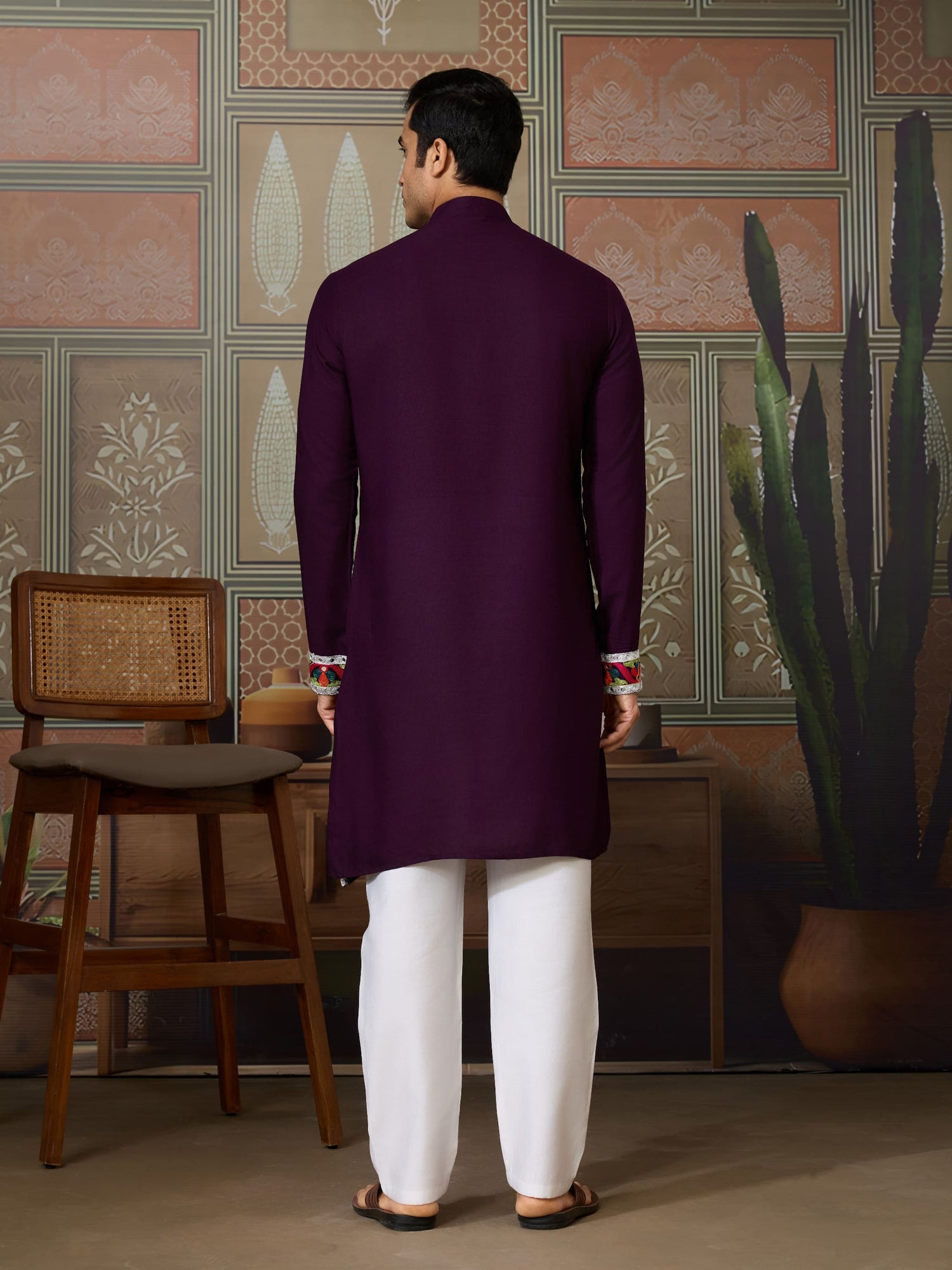 Rajwadi Purple Navratri Kurta for Men