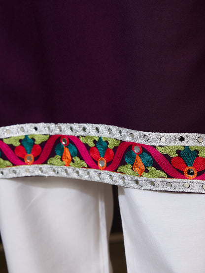 Rajwadi Purple Navratri Kurta for Men