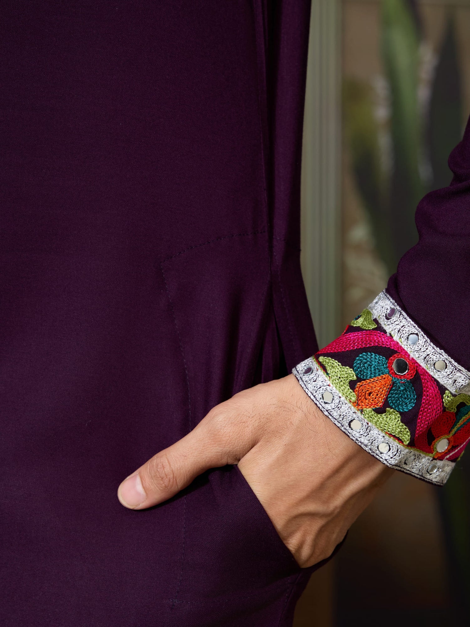 Rajwadi Purple Navratri Kurta for Men