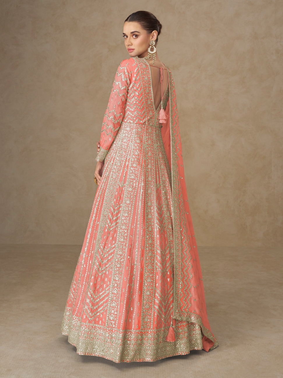 Premium Chinnon Silk Embroidered Anarkali Suit with Dupatta