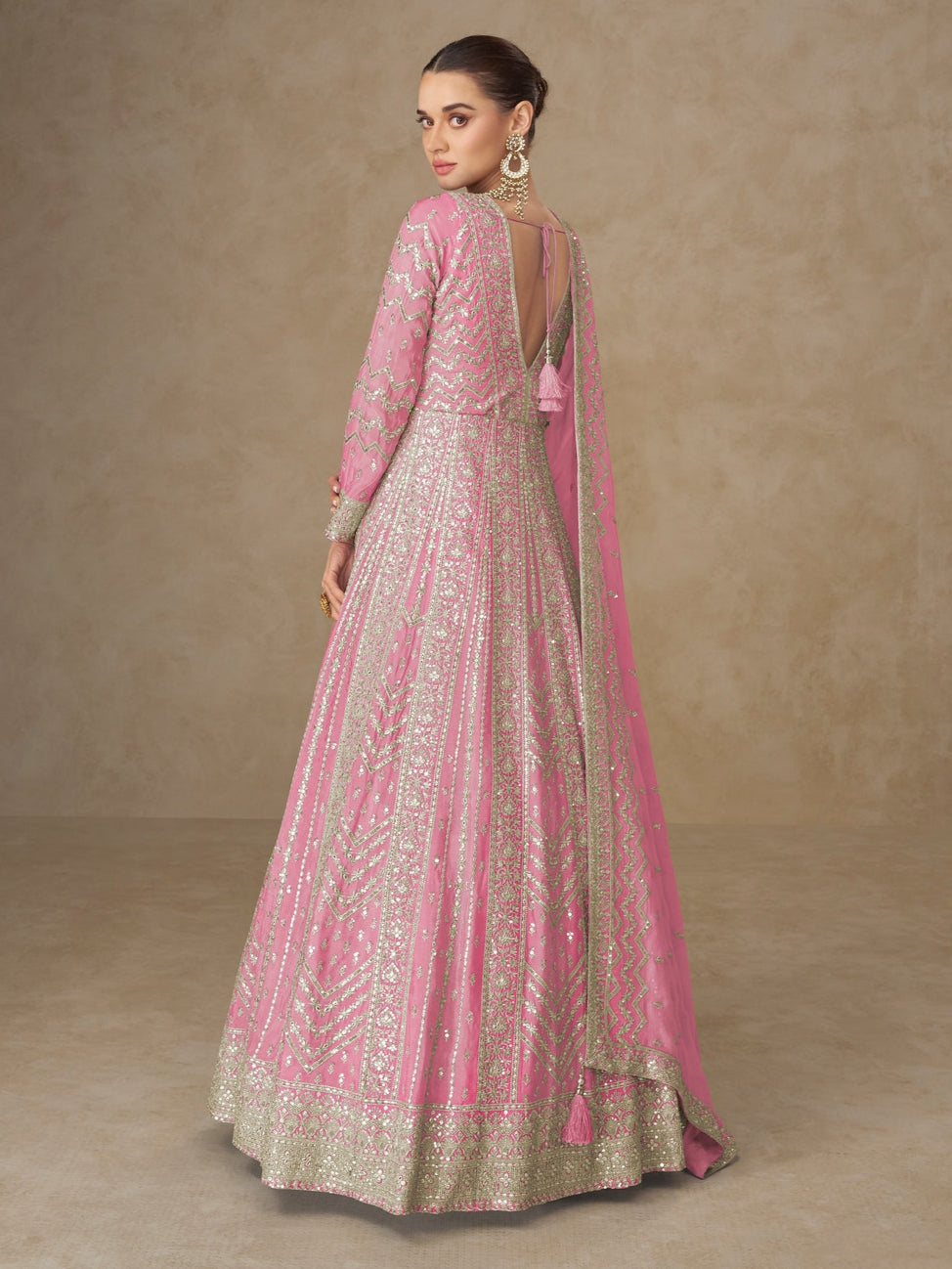 Premium Chinnon Silk Embroidered Anarkali Suit with Dupatta