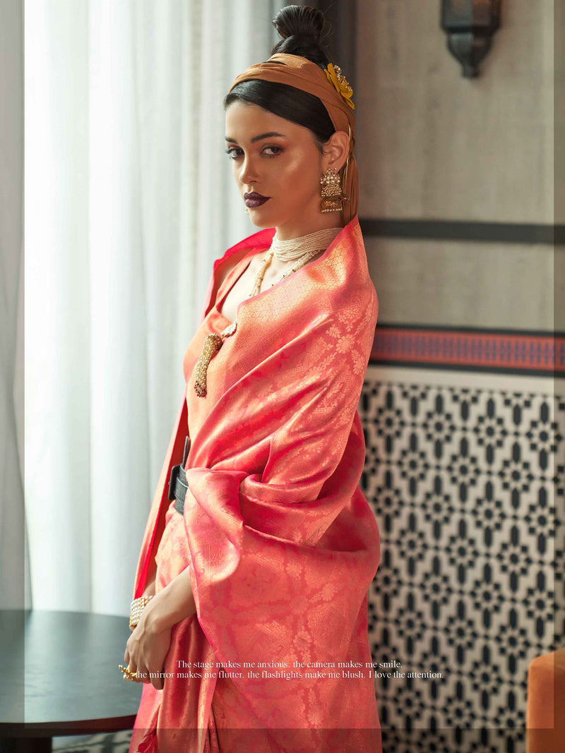 Bridal red silk saree with rich pallu