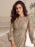 Designer brown georgette Anarkali gown