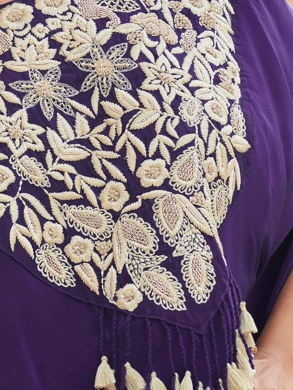 Royal Purple Hand Embroidered Chinon Silk Palazzo Suit Palazzo Suit Anant Tex Exports Pvt.Ltd..