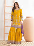 Mustard Yellow Festive Embroidered Chinnon Sharara Suit Sharara Suit Anant Tex Exports Pvt.Ltd..