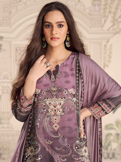 Mauve Purple Designer Mirror Embellished Sharara Suit Sharara Suit Anant Tex Exports Pvt.Ltd..