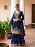 Navy Blue Real Chinon Embroidered Sharara Suit with Dupatta Sharara Suit Anant Tex Exports Pvt.Ltd..