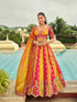 Maroon & Mustard Patterned Silk Ready-to-Wear Lehenga Set Ready to wear lehenga Anant Tex Exports Pvt.Ltd..