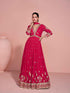 Rani Pink Heavy Embroidered Georgette Wedding Gown with Dupatta Gown Anant Tex Exports Pvt.Ltd..