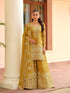 Mustard Yellow Tora Silk Heavy Embroidered Palazzo Suit Palazzo Suit Anant Tex Exports Pvt.Ltd..