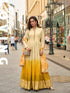 Yellow Ombre Real Simar Silk Embroidered Gown with Digital Dupatta Gown Anant Tex Exports Pvt.Ltd..