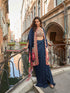 Navy Blue French Crepe Silk Dhoti Set with Embellished Blouse Dhoti Set Anant Tex Exports Pvt.Ltd..