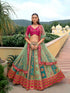 Green Multi-Panel Silk Embroidered Lehenga with Pink Accents Silk Lehenga Anant Tex Exports Pvt.Ltd..